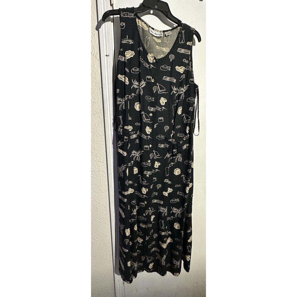 Vintage Bechamel Women's Sleeveless Travel Print Maxi Dress Size L